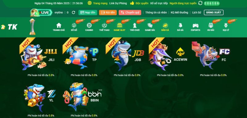 Bắn cá TK88 là một trong những trò chơi giải trí trực tuyến hàng đầu tại Việt Nam hiện nay